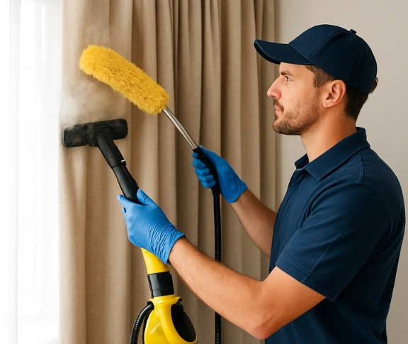 Trusted residential curtain cleaning technician Matty Curtain Cleaning greenslopes QLD