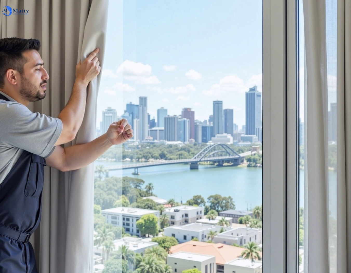 Professional curtain steam cleaning service greenslopes QLD by Matty Curtain Cleaning